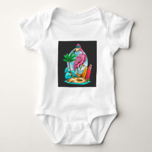 Surfin Flamingo! Baby Bodysuit