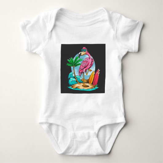 Surfin Flamingo! Baby Bodysuit (Voorkant)