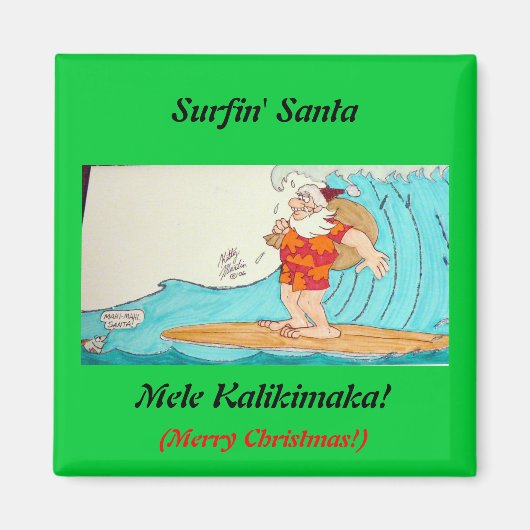 Surfin' Santa Magneet (Voorkant)