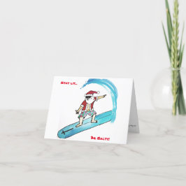 Surfin Santa Vouw Kerstkaart Feestdagen Kaart