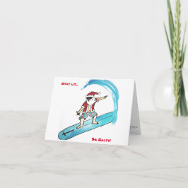 Surfin Santa Vouw Kerstkaart Feestdagen Kaart