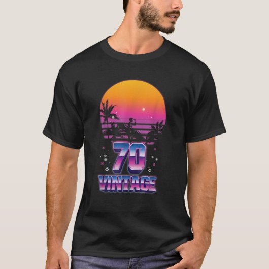 Surfing 1970 Pacific Ocean Sunset 70th Birthday 70 T-shirt (Voorkant)
