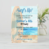 Surfing Beach Boy Birthday Party Kaart (Staand voorkant)