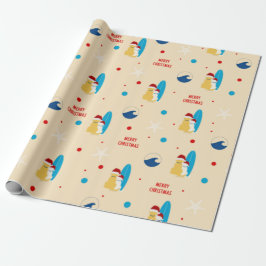 Surfing Beach Dog Christmas Holiday Gift Wrap Cadeaupapier