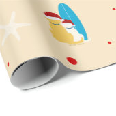 Surfing Beach Dog Christmas Holiday Gift Wrap Cadeaupapier (Rol Hoek)