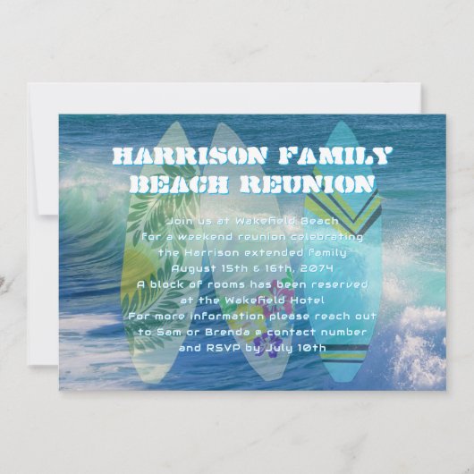 Surfing Beach Familie Reünie Kaart (Voorkant)