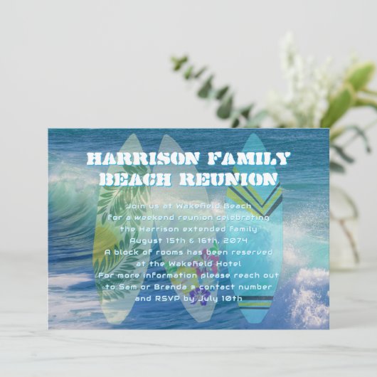 Surfing Beach Familie Reünie Kaart (Staand voorkant)