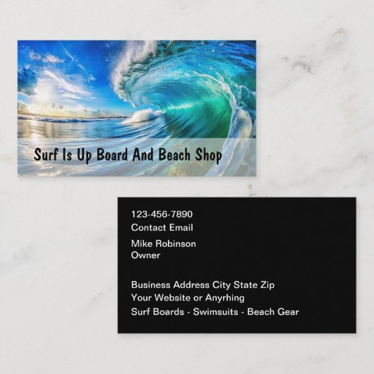 Surfing Beach Gear Business Cards Visitekaartje (Voorkant / Achterkant)