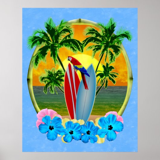 Surfing Beach Poster (Voorkant)