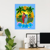 Surfing Beach Poster (Thuiskantoor)