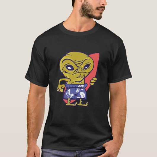 surfing board alien space aliens ufo t-shirt (Voorkant)
