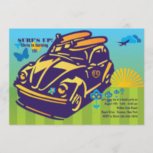 Surfing Buggy Invitation Kaart