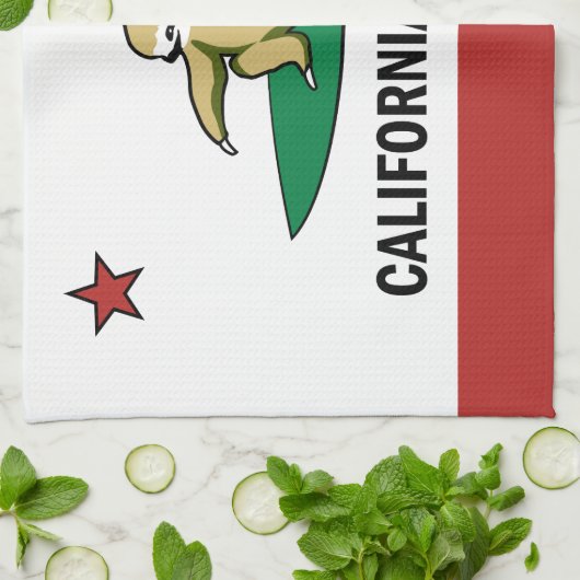 Surfing Cali Sloth Theedoek (Gevouwen)