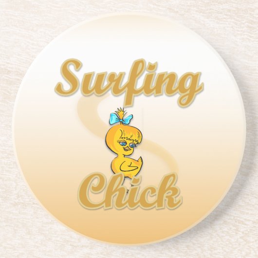 Surfing Chick Zandsteen Onderzetter (Voorkant)