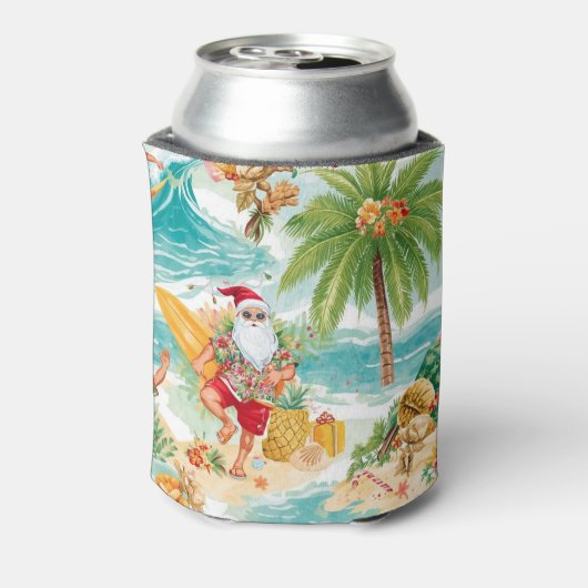 Surfing Christmas in July with SANTA CLAUS Blikjeskoeler (Blikje Achterkant)