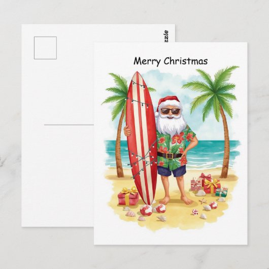 Surfing Christmas in July with SANTA CLAUS Briefkaart (Voorkant / Achterkant)