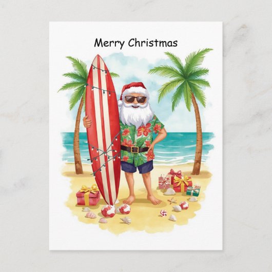 Surfing Christmas in July with SANTA CLAUS Briefkaart (Voorkant)