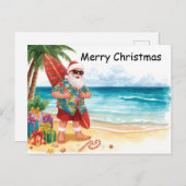 Surfing Christmas in July with SANTA CLAUS Feestdagenkaart (Voorkant / Achterkant)