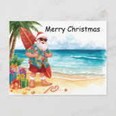 Surfing Christmas in July with SANTA CLAUS Feestdagenkaart (Voorkant)