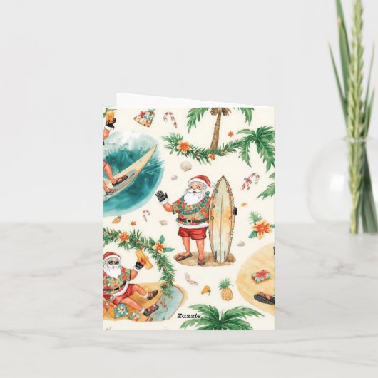 Surfing Christmas in July with SANTA CLAUS   Kaart (Achterkant)