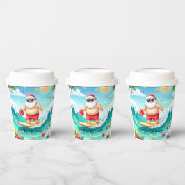 Surfing Christmas in July with SANTA CLAUS Papieren Bekers