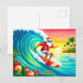 Surfing Christmas with Santa Claus Feestdagenkaart (Voorkant / Achterkant)