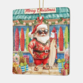 Surfing Christmas with Santa Claus surfer  Ceramic Keramisch Ornament (Links)