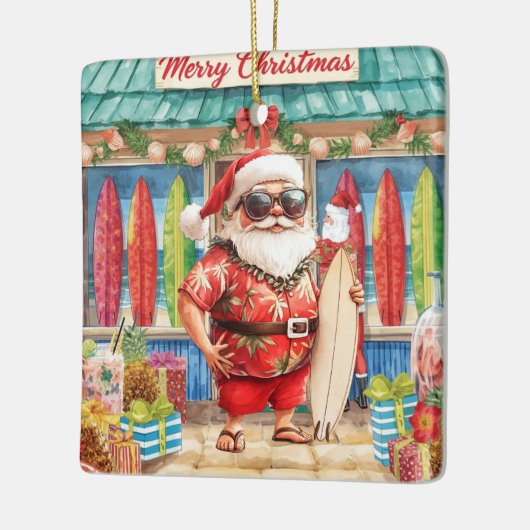 Surfing Christmas with Santa Claus surfer  Ceramic Keramisch Ornament (Links)