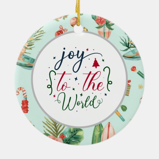 Surfing Christmas with Santa Claus surfer  Keramisch Ornament (Achterkant)