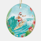 Surfing Christmas with Santa Claus surfer  Keramisch Ornament (Links)
