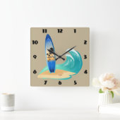 surfing clock vierkante klok (Huis)