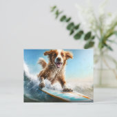 Surfing Dog Briefkaart (Staand voorkant)