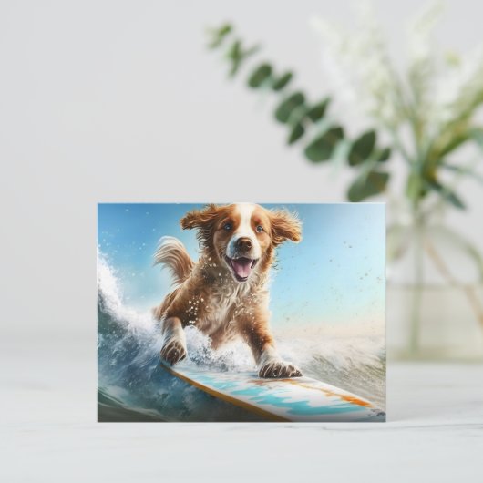 Surfing Dog Briefkaart (Staand voorkant)