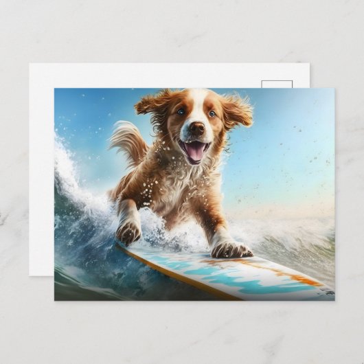 Surfing Dog Briefkaart (Voorkant / Achterkant)