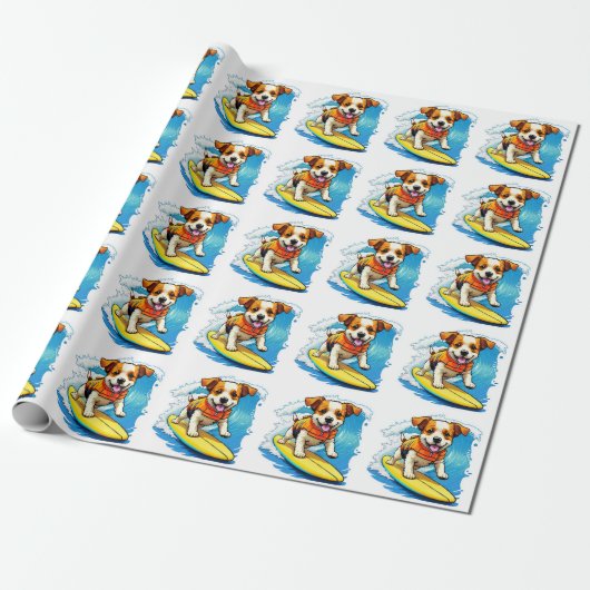 Surfing Dog Cadeaupapier (Uitgerold)