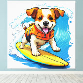 Surfing Dog Canvas Afdruk (Insitu (Houten vloer))