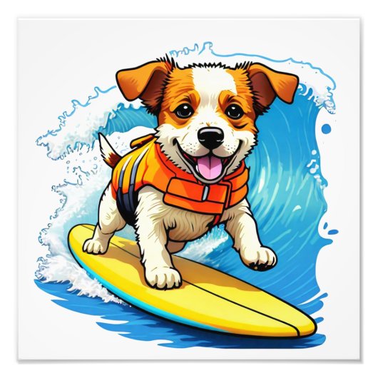 Surfing Dog Foto Afdruk (Voorkant)