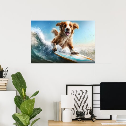 Surfing Dog Poster (Thuiskantoor)