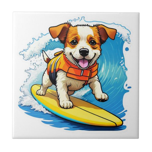 Surfing Dog Tegeltje (Voorkant)