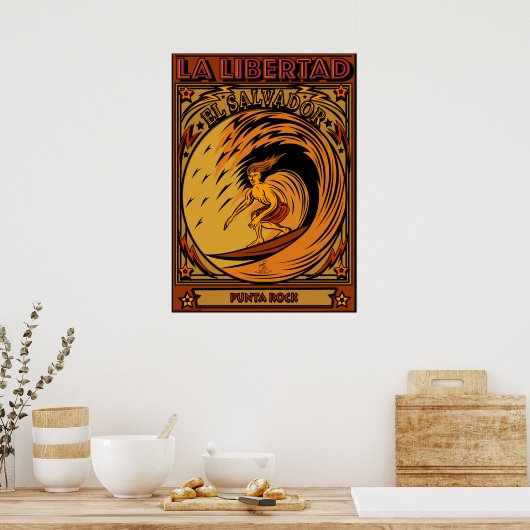 SURFING EL SALVADOR LA LIBERTAD POSTER (Keuken)