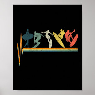 Surfing Evolutie Vintage Surfer Cadeau T-shirt  Poster