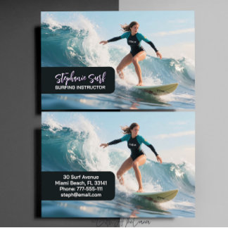 Surfing Female Instructor  Business Card Visitekaartje