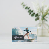 Surfing Female Instructor  Business Card Visitekaartje (Staand voorkant)
