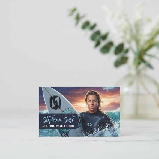 Surfing Female Instructor  Visitekaartje (Staand voorkant)