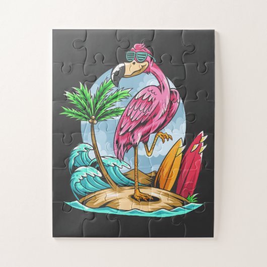 Surfing Flamingo Legpuzzel (Verticaal)