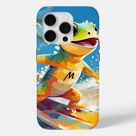 Surfing Gecko die de golven berijdt Case-Mate iPhone Case (Achterkant)