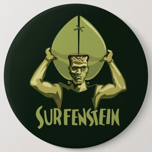 Surfing Halloween Frankenstein Ronde Button 6,0 Cm (Voorkant)