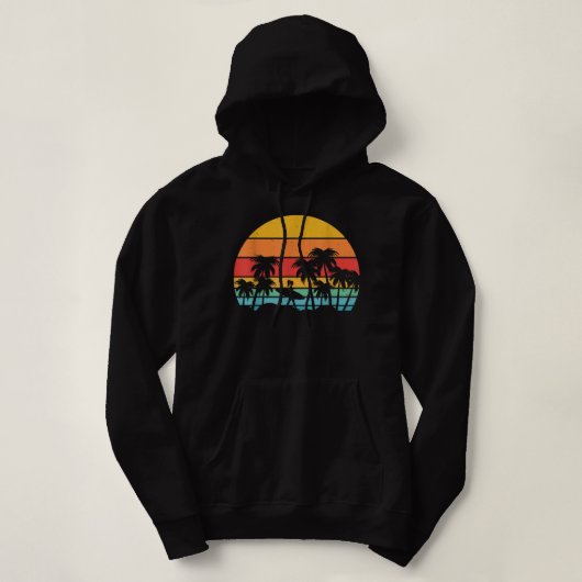 Surfing Hanalei, Kauai  Retro Throwback Sur Hoodie (Design voorkant)
