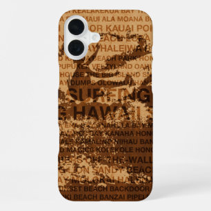 Surfing Hawaï Cutback Nep Hout Surfer -Koa iPhone 16 Plus Hoesje