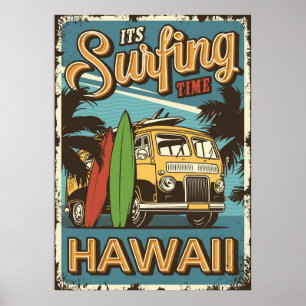 Surfing Hawaii Poster